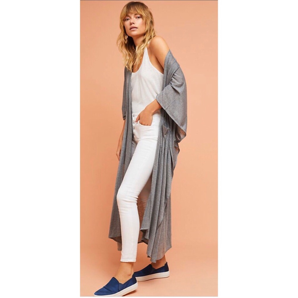 ANTHROPOLOGIE - Grey Melina Robe Kimono (O/S)